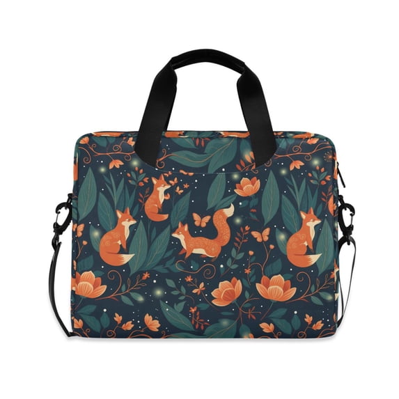 FORMRS 16" Laptop Bag Carrying Sleeve Case with Handle Travel Shoulder Briefcase, Whimsical Foxes Pattern