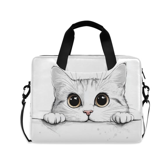 FORMRS 16" Laptop Bag Carrying Sleeve Case with Handle Travel Shoulder Briefcase, White Cat