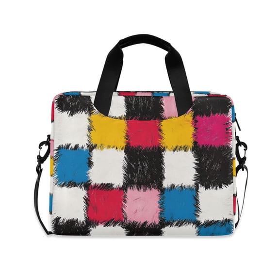 FORMRS 16" Laptop Bag Carrying Sleeve Case with Handle Travel Shoulder Briefcase, White Checkered Pattern