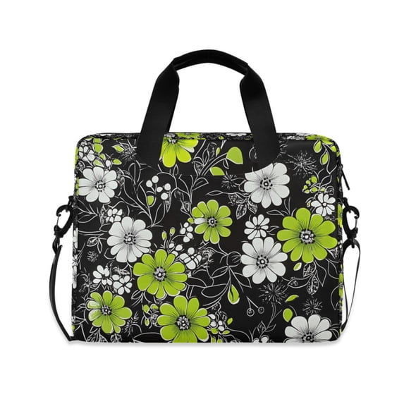 FORMRS 16" Laptop Bag Carrying Sleeve Case with Handle Travel Shoulder Briefcase, White Flower Pattern