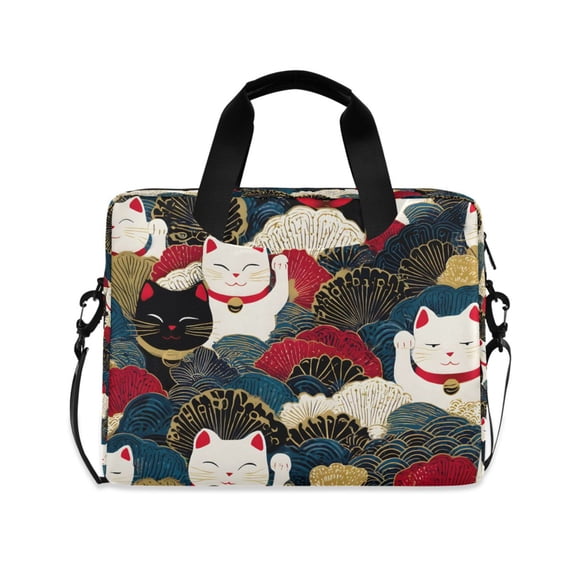 FORMRS 16" Laptop Sleeve Bag Carrying Case with Handle Travel Shoulder Briefcase, White Lucky Cat