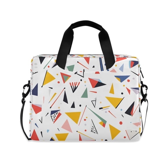 FORMRS 16" Laptop Bag Carrying Sleeve Case with Handle Travel Shoulder Briefcase, White Triangles
