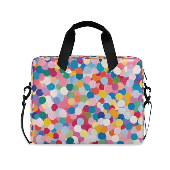 FORMRS 16" Laptop Bag Carrying Sleeve Case with Handle Travel Shoulder Briefcase, Yellow Colorful Circles