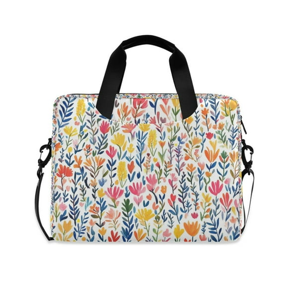 FORMRS 16" Laptop Sleeve Bag Carrying Case with Handle Travel Shoulder Briefcase, Yellow Wildflower Pattern