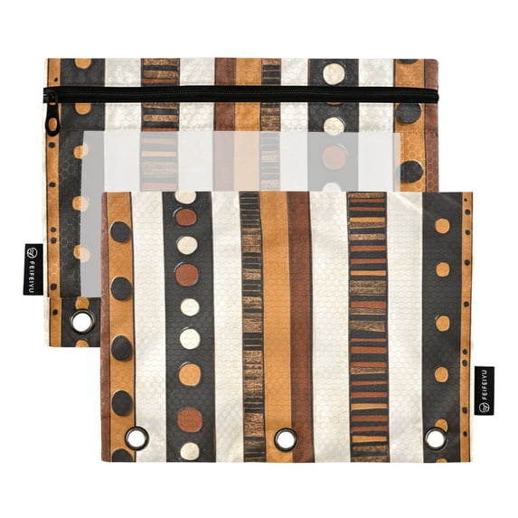 FORMRS 2 Pack Pencil Pouch for 3 Ring Binder with Clear Window Zipper Case, Abstract Dots