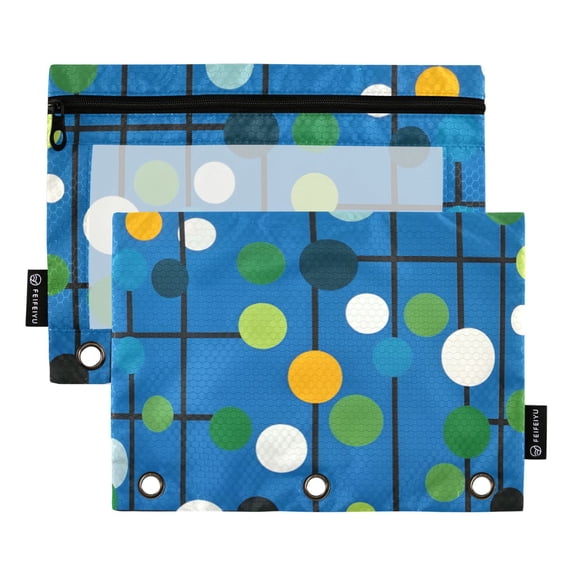 FORMRS 2 Pack Pencil Pouch for 3 Ring Binder with Clear Window Zipper Case, Blue Abstract
