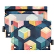 thumbnail image 1 of FORMRS 2 Pack Pencil Pouch for 3 Ring Binder with Clear Window Zipper Case, Blue Cubes, 1 of 6