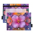 thumbnail image 1 of FORMRS 2 Pack Pencil Pouch for 3 Ring Binder with Clear Window Zipper Case, Large Purple Flowers, 1 of 6