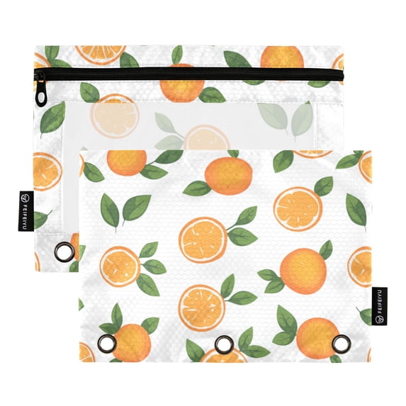 FORMRS 2 Pack Pencil Pouch for 3 Ring Binder with Clear Window Zipper Case, Orange