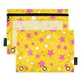 thumbnail image 1 of FORMRS 2 Pack Pencil Pouch for 3 Ring Binder with Clear Window Zipper Case, Pink Stars, 1 of 6