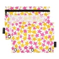 thumbnail image 1 of FORMRS 2 Pack Pencil Pouch for 3 Ring Binder with Clear Window Zipper Case, Yellow Stars Pattern, 1 of 6