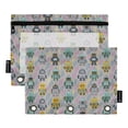 thumbnail image 1 of FORMRS 2 Pack Pencil Pouch for 3 Ring Binder with Clear Window Zipper Pen Case Stationery Organizer, Gray Cartoon Robot Pattern, 1 of 6