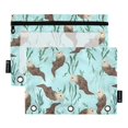 thumbnail image 1 of FORMRS 2 Pack Pencil Pouch for 3 Ring Binder with Clear Window Zipper Pen Case Stationery Organizer, Swimming Otters Pattern, 1 of 6