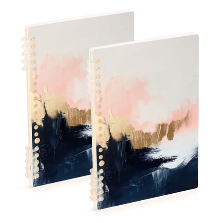 FORMRS 1-Subject Spiral Notebook 8" x 5" College Ruled 60 Refillable Sheet A5 Hard Cover, 2 Pack, Abstract Landscape