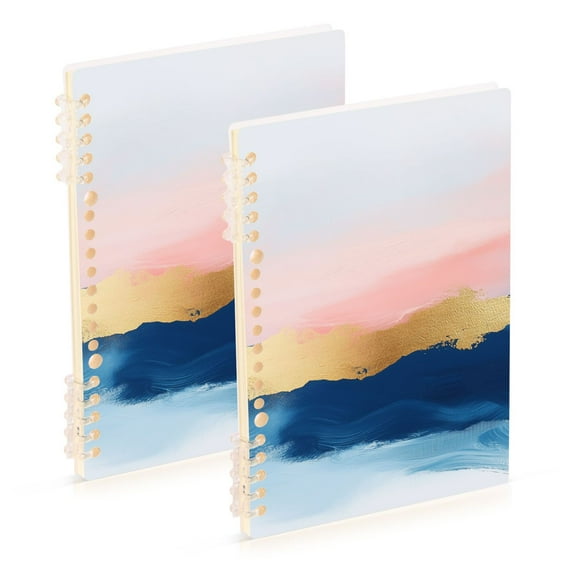 FORMRS 1-Subject Spiral Notebook 8" x 5" College Ruled 60 Refillable Sheet A5 Hard Cover, 2 Pack, Abstract Painting