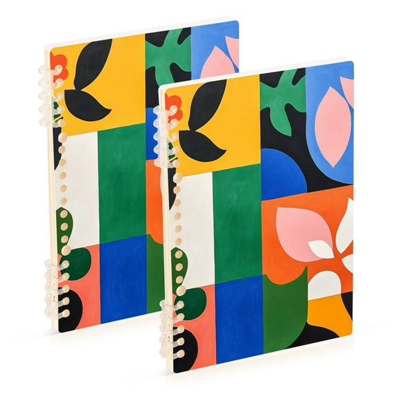 FORMRS 1-Subject Spiral Notebook 8" x 5" College Ruled 60 Refillable Sheet, 2 Pack, Abstract Plants