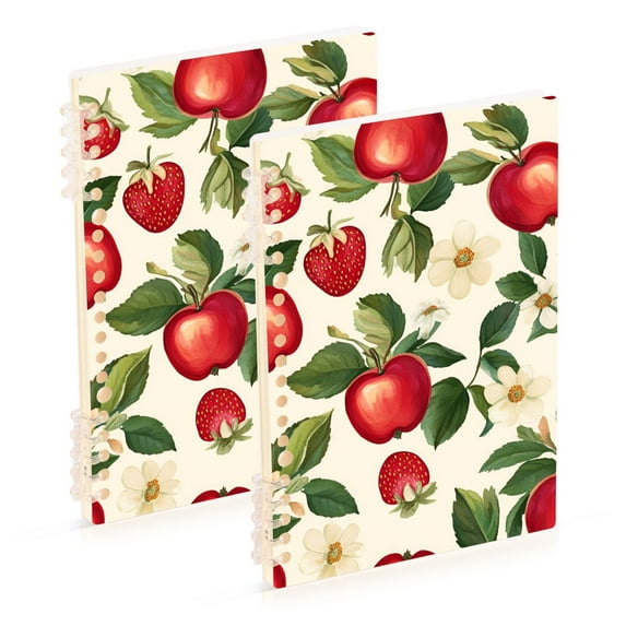 FORMRS 1-Subject Spiral Notebook 8" x 5" College Ruled 60 Refillable Sheet A5 Hard Cover, 2 Pack, Apple Leaves Pattern