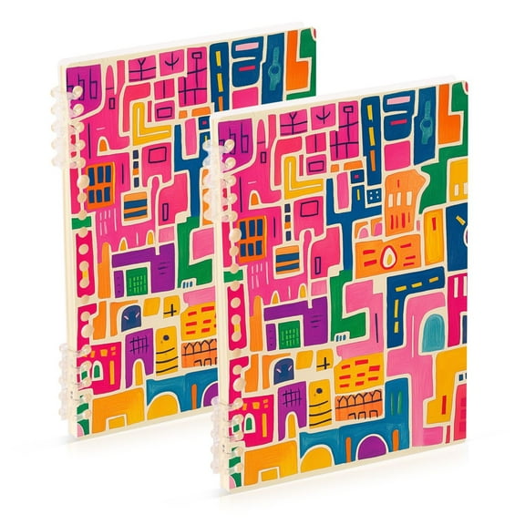 FORMRS 1-Subject Spiral Notebook 8" x 5" College Ruled 60 Refillable Sheet A5 Hard Cover, 2 Pack, Art Map
