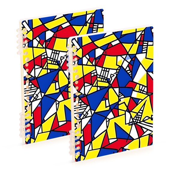 FORMRS 1-Subject Spiral Notebook 8" x 5" College Ruled 60 Refillable Sheet A5 Hard Cover, 2 Pack, Art Triangles