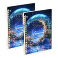 thumbnail image 1 of FORMRS 1-Subject Spiral Notebook 8" x 5" College Ruled 60 Refillable Sheet A5 Hard Cover, 2 Pack, Beautiful Floral Moon, 1 of 7