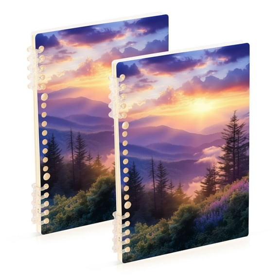 FORMRS 1-Subject Spiral Notebook 8" x 5" College Ruled 60 Refillable Sheet, 2 Pack, Beautiful Mountain