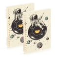 thumbnail image 1 of FORMRS 1-Subject Spiral Notebook 8" x 5" College Ruled 60 Refillable Sheet A5 Hard Cover, 2 Pack, Beige Astronaut Planet, 1 of 7