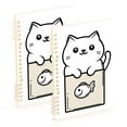 thumbnail image 1 of FORMRS 1-Subject Spiral Notebook 8" x 5" College Ruled 60 Refillable Sheet, 2 Pack, Beige Chubby Cat, 1 of 7