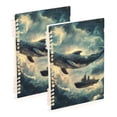 thumbnail image 1 of FORMRS 1-Subject Spiral Notebook 8" x 5" College Ruled 60 Refillable Sheet A5 Hard Cover, 2 Pack, Beige Floating Whale, 1 of 7