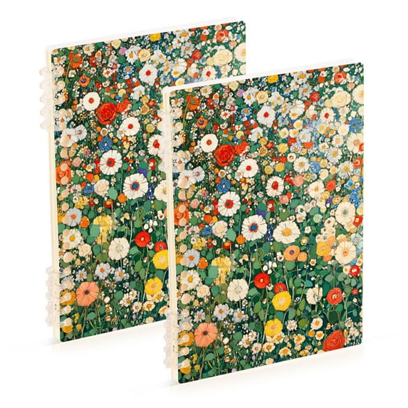 FORMRS 1-Subject Spiral Notebook 8" x 5" College Ruled 60 Refillable Sheet A5 Hard Cover, 2 Pack, Beige Floral Garden