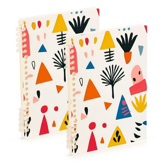 FORMRS 1-Subject Spiral Notebook 8" x 5" College Ruled 60 Refillable Sheet, 2 Pack, Beige Geometric