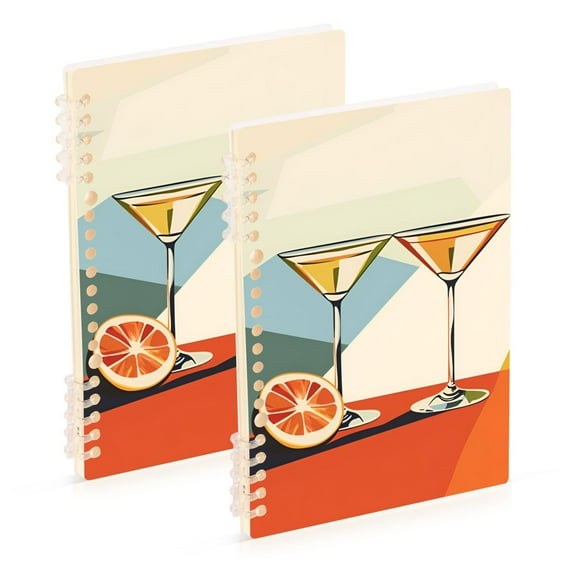 FORMRS 1-Subject Spiral Notebook 8" x 5" College Ruled 60 Refillable Sheet, 2 Pack, Beige Glasses