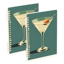 FORMRS 1-Subject Spiral Notebook 8" x 5" College Ruled 60 Refillable Sheet, 2 Pack, Beige Martini