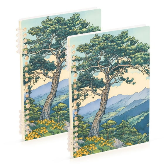 FORMRS 1-Subject Spiral Notebook 8" x 5" College Ruled 60 Refillable Sheet A5 Hard Cover, 2 Pack, Beige Mountain