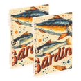 thumbnail image 1 of FORMRS 1-Subject Spiral Notebook 8" x 5" College Ruled 60 Refillable Sheet A5 Hard Cover, 2 Pack, Beige Sardines Pattern, 1 of 7