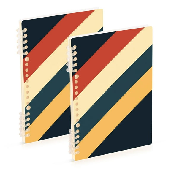 FORMRS 1-Subject Spiral Notebook 8" x 5" College Ruled 60 Refillable Sheet, 2 Pack, Beige Stripes