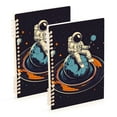 thumbnail image 1 of FORMRS 1-Subject Spiral Notebook 8" x 5" College Ruled 60 Refillable Sheet A5 Hard Cover, 2 Pack, Black Astronaut Record, 1 of 7