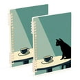 thumbnail image 1 of FORMRS 1-Subject Spiral Notebook 8" x 5" College Ruled 60 Refillable Sheet A5 Hard Cover, 2 Pack, Black Cat, 1 of 7