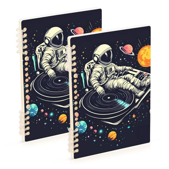 FORMRS 1-Subject Spiral Notebook 8" x 5" College Ruled 60 Refillable Sheet A5 Hard Cover, 2 Pack, Black Record