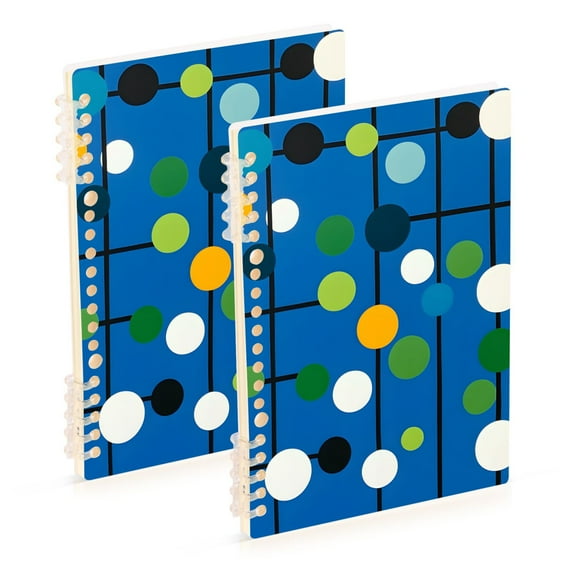 FORMRS 1-Subject Spiral Notebook 8" x 5" College Ruled 60 Refillable Sheet A5 Hard Cover, 2 Pack, Blue Abstract