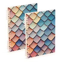 FORMRS 1-Subject Spiral Notebook 8" x 5" College Ruled 60 Refillable Sheet, 2 Pack, Blue Art Pattern