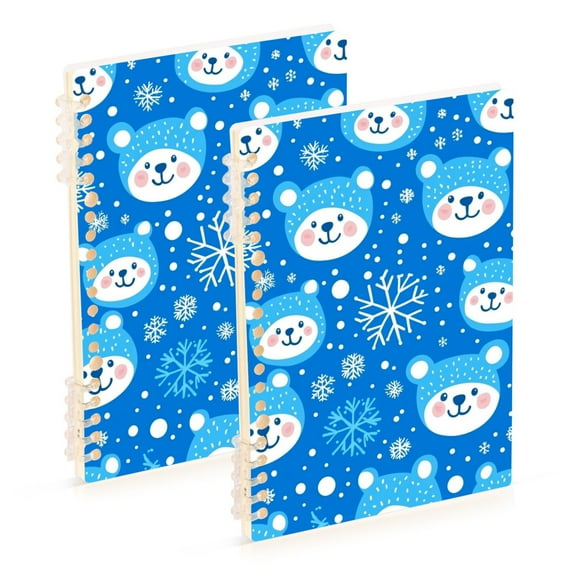 FORMRS 1-Subject Spiral Notebook 8" x 5" College Ruled 60 Refillable Sheet, 2 Pack, Blue Bears