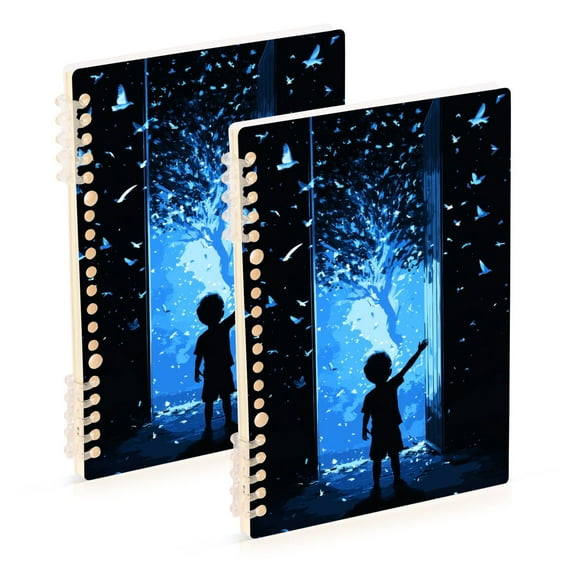 FORMRS 1-Subject Spiral Notebook 8" x 5" College Ruled 60 Refillable Sheet, 2 Pack, Blue Butterfly