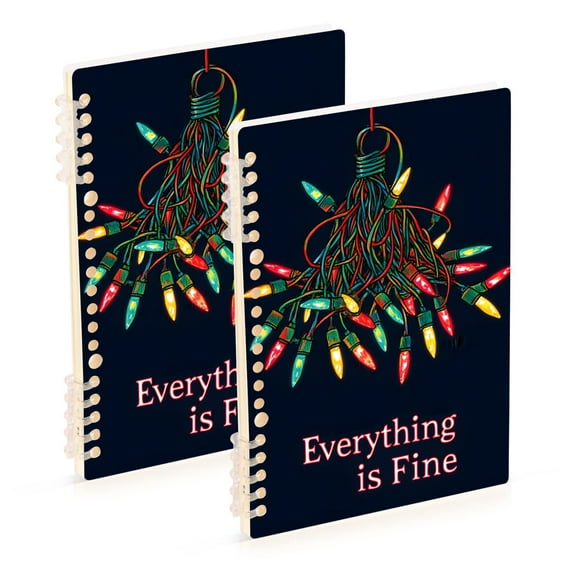 FORMRS 1-Subject Spiral Notebook 8" x 5" College Ruled 60 Refillable Sheet A5 Hard Cover, 2 Pack, Blue Christmas Light