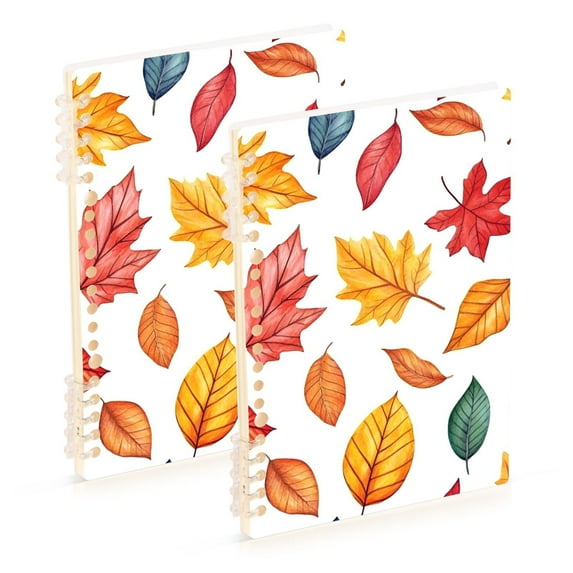 FORMRS 1-Subject Spiral Notebook 8" x 5" College Ruled 60 Refillable Sheet A5 Hard Cover, 2 Pack, Blue Leaves