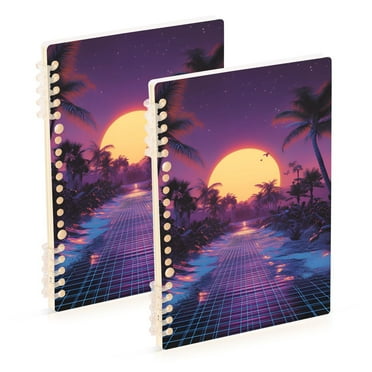 FORMRS 2 Pack Spiral Notebook College Ruled 1 Subject 8" x 5" Refillable Pages, Blue Neon Road