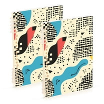 FORMRS 1-Subject Spiral Notebook 8" x 5" College Ruled 60 Refillable Sheet, 2 Pack, Blue Retro Print