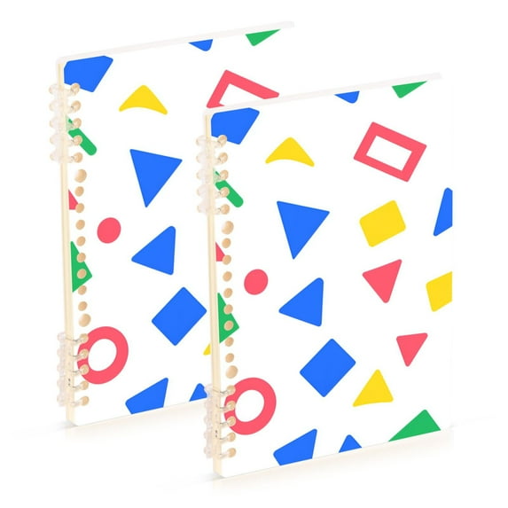 FORMRS 1-Subject Spiral Notebook 8" x 5" College Ruled 60 Refillable Sheet, 2 Pack, Blue Retro Triangles