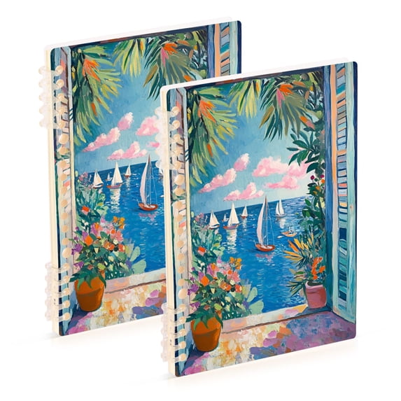 FORMRS 1-Subject Spiral Notebook 8" x 5" College Ruled 60 Refillable Sheet A5 Hard Cover, 2 Pack, Blue Sea