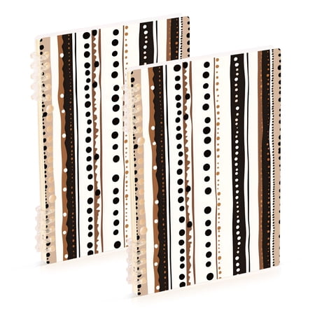 FORMRS 1-Subject Spiral Notebook 8" x 5" College Ruled 60 Refillable Sheet A5 Hard Cover, 2 Pack, Brown Abstract Stripes