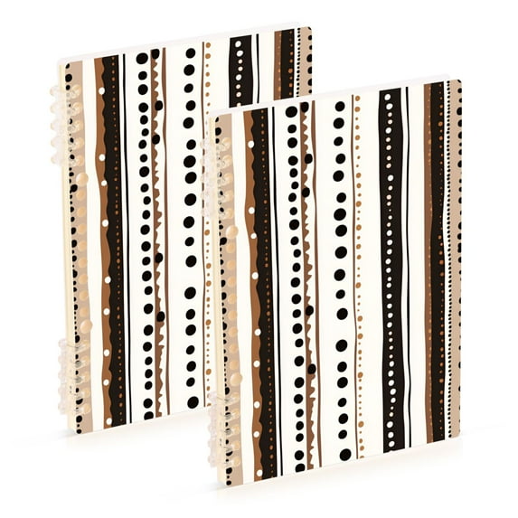 FORMRS 1-Subject Spiral Notebook 8" x 5" College Ruled 60 Refillable Sheet A5 Hard Cover, 2 Pack, Brown Abstract Stripes